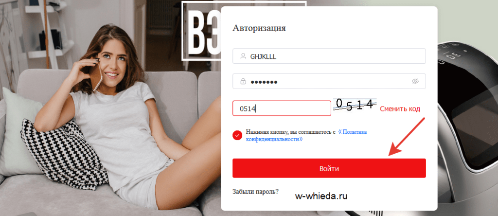 Вход Виеда в личный кабинет